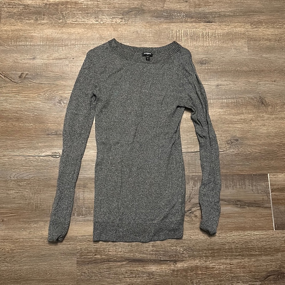 🧶 Express Gray Lightweight Crew Neck Knit Sweater Long Sleeve Medium